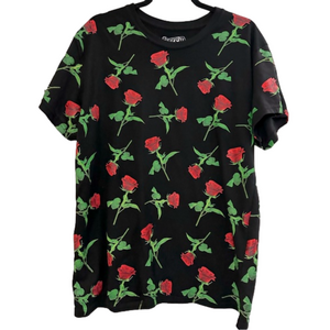 Fresh Laundry Textured Rose Graphic Print Pattern Tee T-Shir  - Unisex Sz Large